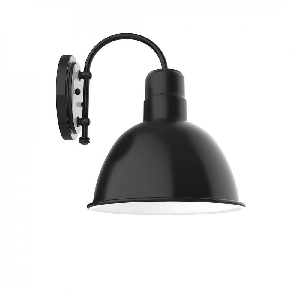 12&#34; Deep Bowl shade, wall mount sconce with Frosted Glass and guard, Black