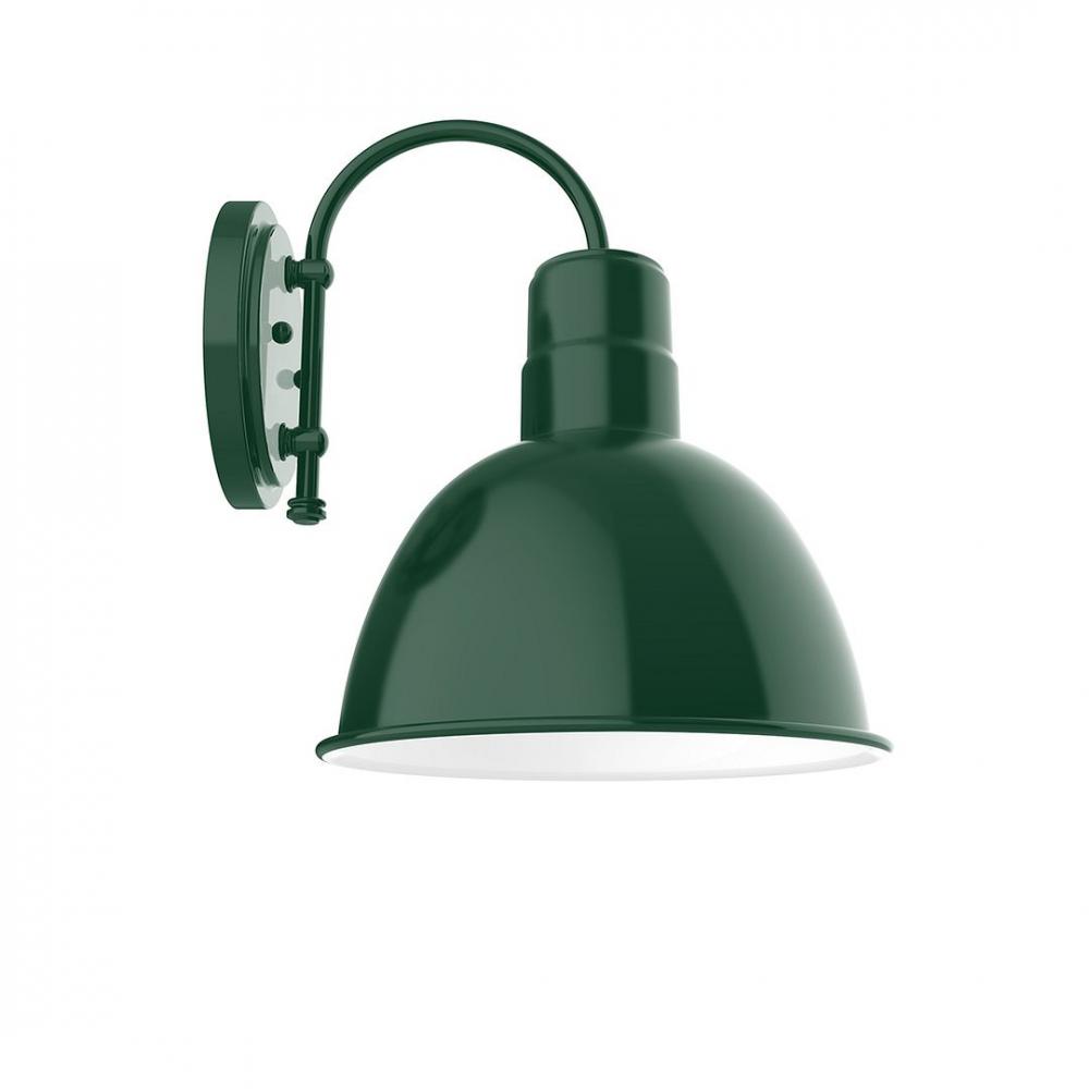 12&#34; Deep Bowl shade, wall mount sconce with clear glass and guard, Forest Green