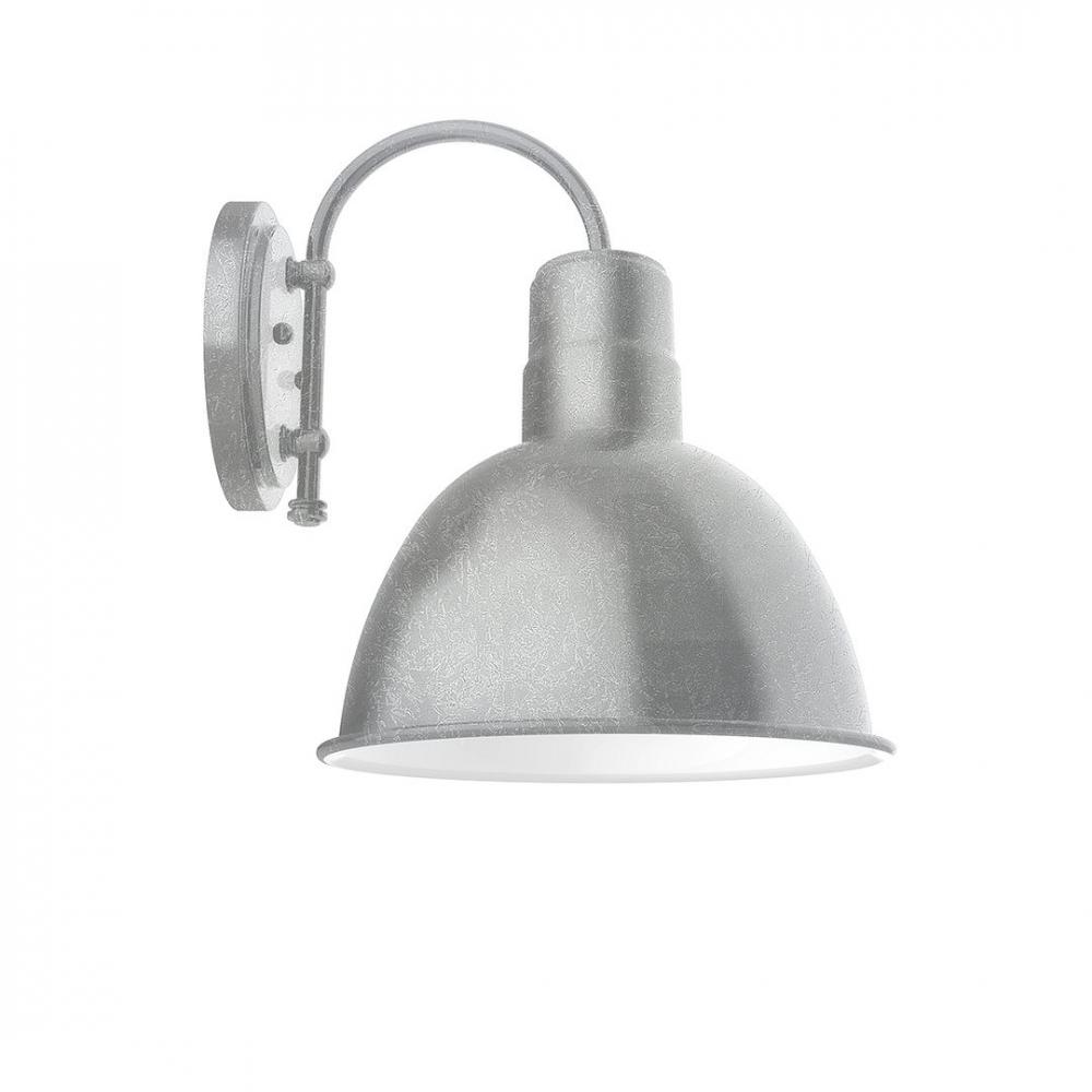 12&#34; Deep Bowl shade, wall mount sconce with Frosted Glass and guard, Painted Galvanized