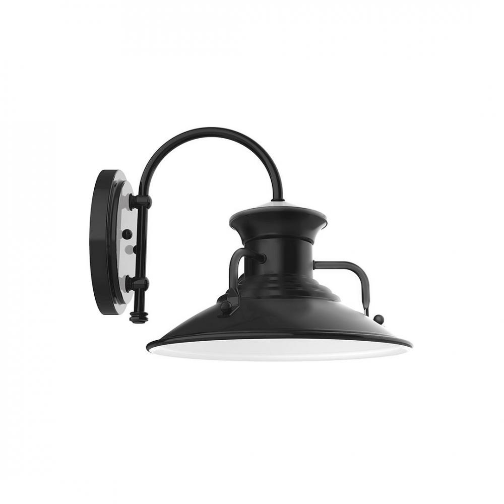 12&#34; Homestead shade, wall mount sconce with Frosted Glass and guard, Black