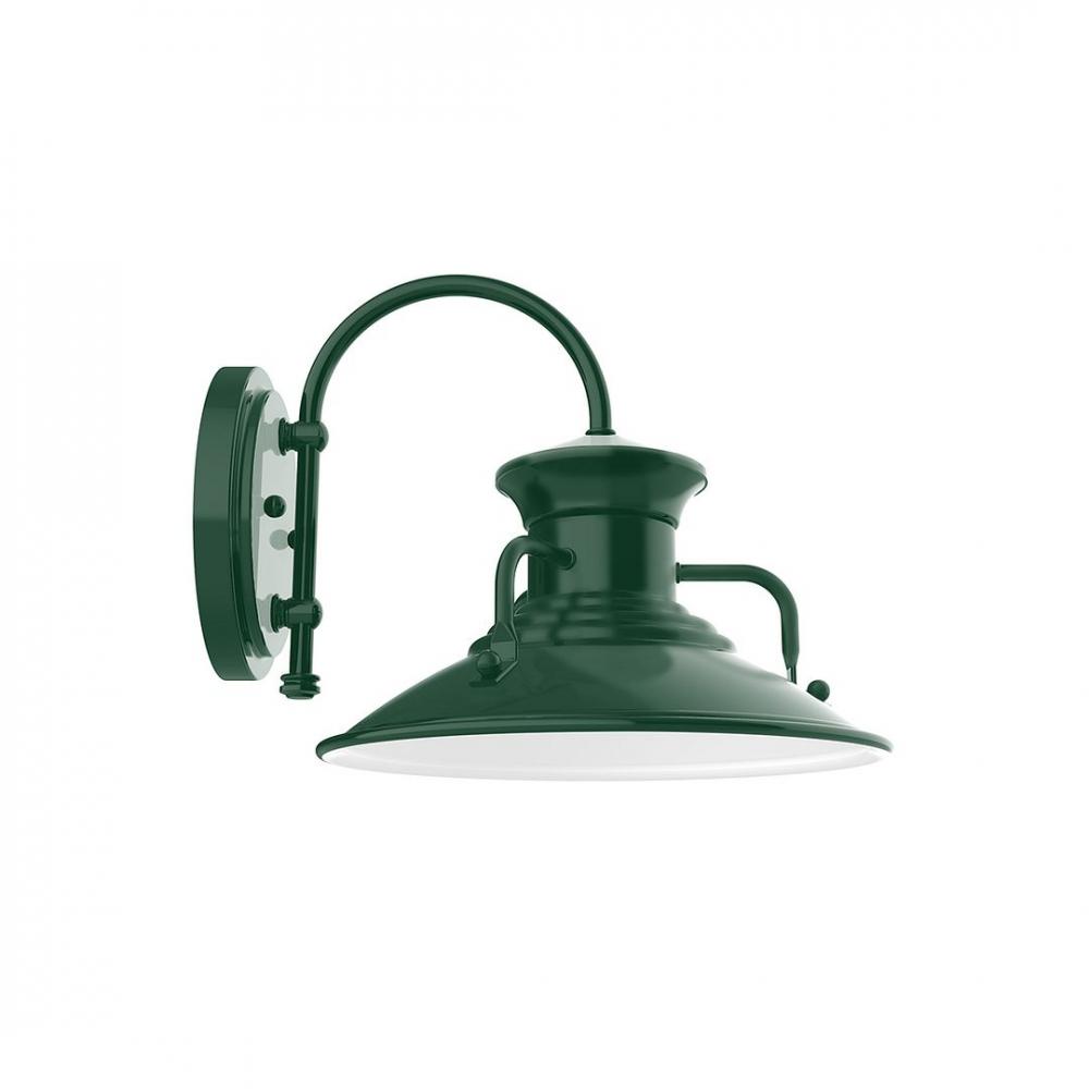 12&#34; Homestead shade, wall mount sconce with Frosted Glass and guard, Forest Green