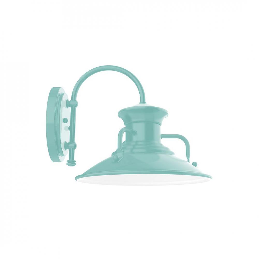 12&#34; Homestead shade, wall mount sconce with Frosted Glass and guard, Sea Green