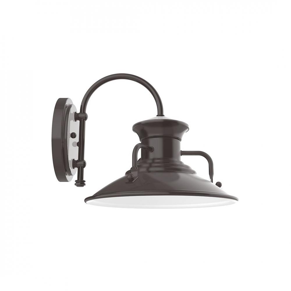 12&#34; Homestead shade, wall mount sconce with Frosted Glass and guard, Architectural Bronze