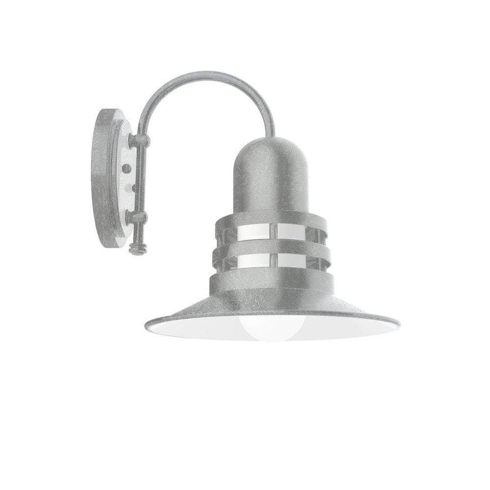 12&#34; Atomic shade, wall mount sconce with frosted glass, Painted Galvanized