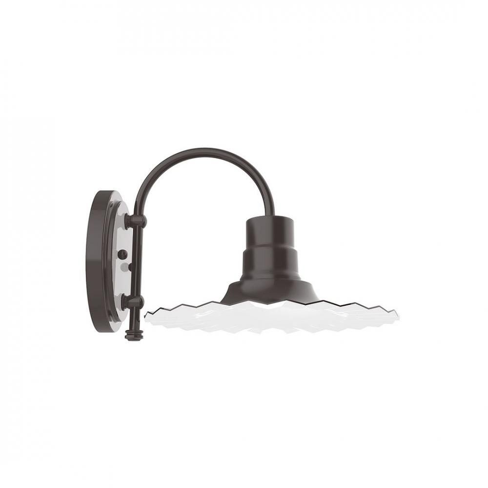 12&#34; Radial shade, wall mount sconce with clear glass and guard, Architectural Bronze