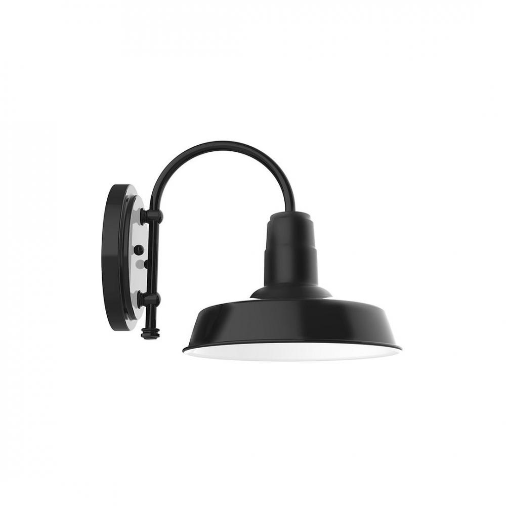 10&#34; Warehouse shade, wall mount sconce with clear glass and guard, Black