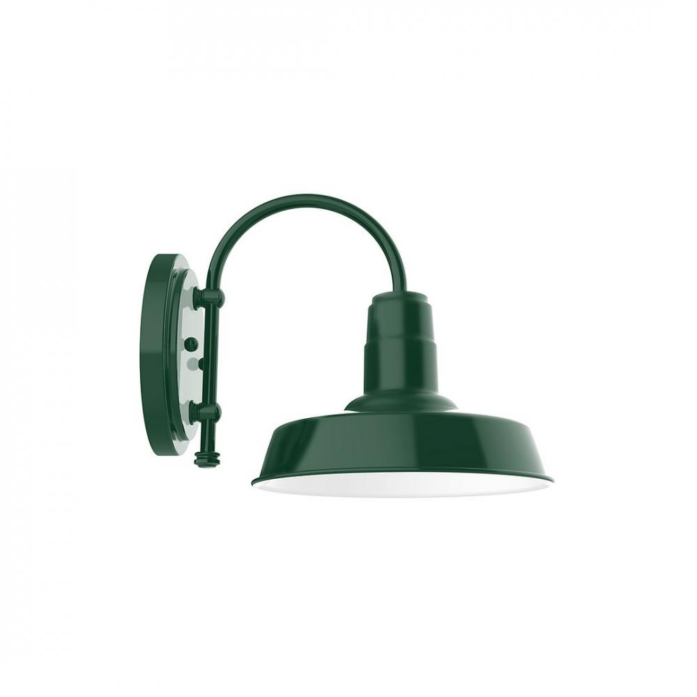 10&#34; Warehouse shade wall mount sconce with wire grill, Forest Green