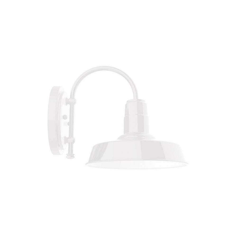 10&#34; Warehouse shade, wall mount sconce with Frosted Glass and guard, White