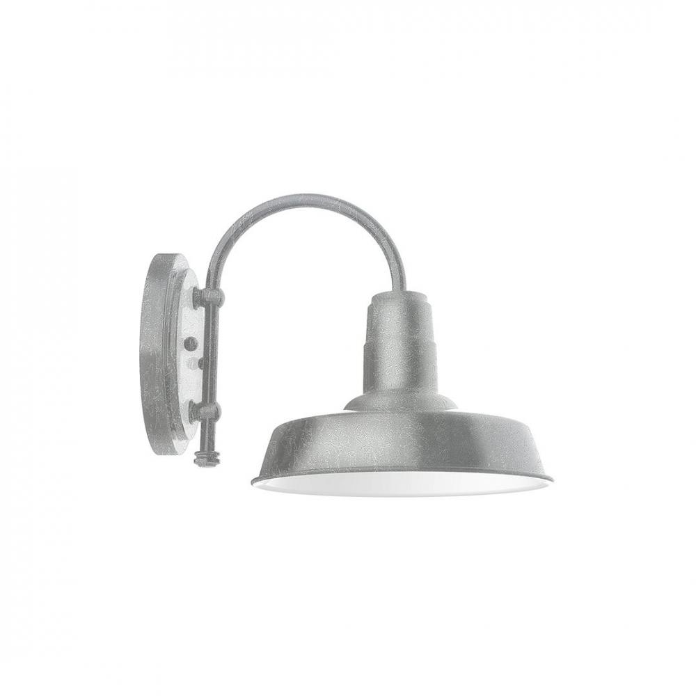 10&#34; Warehouse shade, wall mount sconce with Frosted Glass and guard, Painted Galvanized