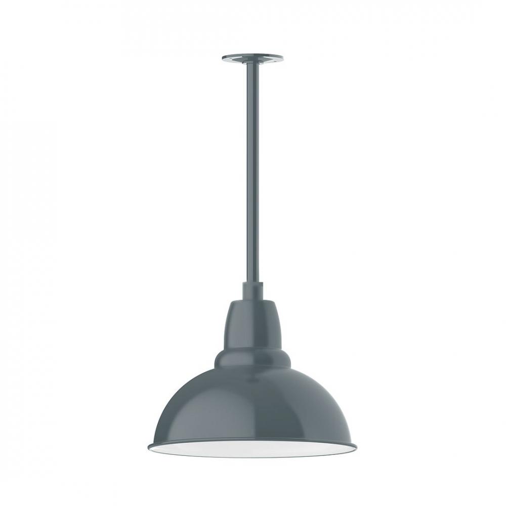 14&#34; Cafe shade, stem mount LED Pendant with canopy, Slate Gray