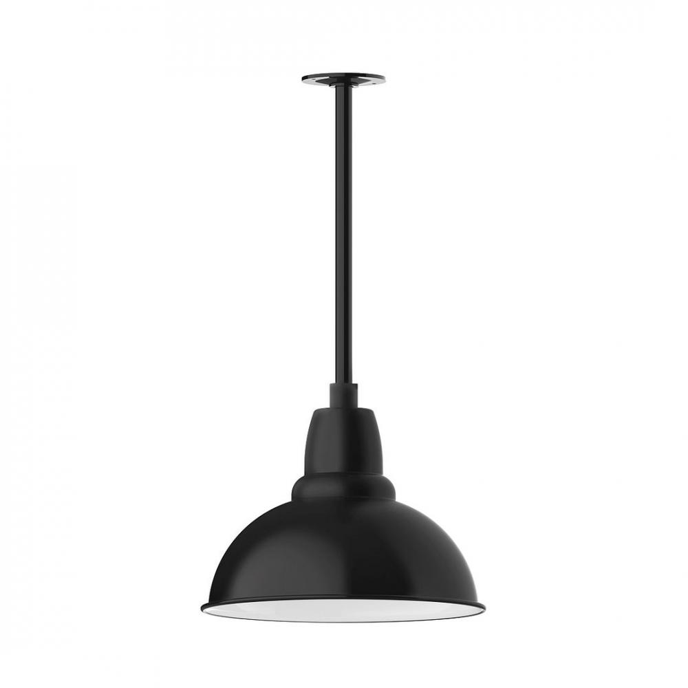 14&#34; Cafe shade, stem mount LED Pendant with canopy, Black