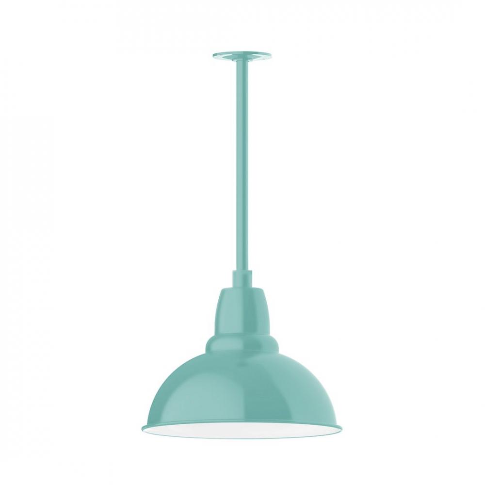 14&#34; Cafe shade, stem mount LED Pendant with canopy, Sea Green