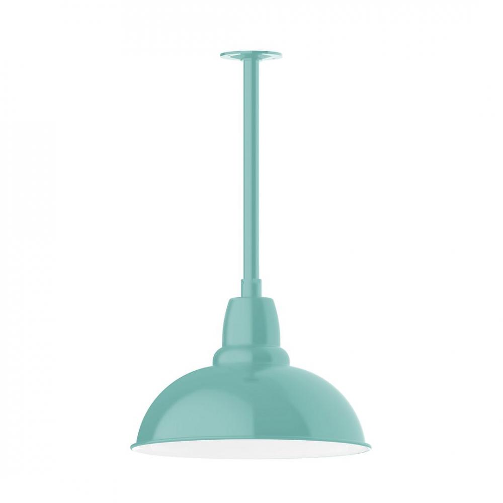 16&#34; Cafe shade, stem mount LED Pendant with canopy, Sea Green