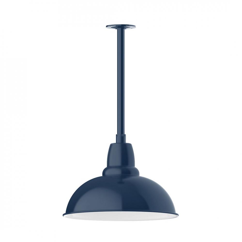 16&#34; Cafe shade, stem mount LED Pendant with canopy, Navy