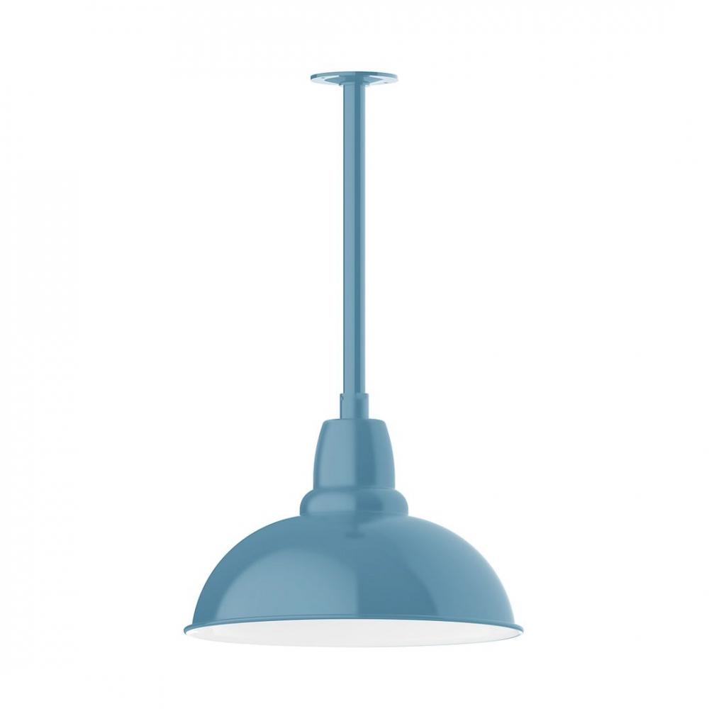 16&#34; Cafe shade, stem mount LED Pendant with canopy, Light Blue