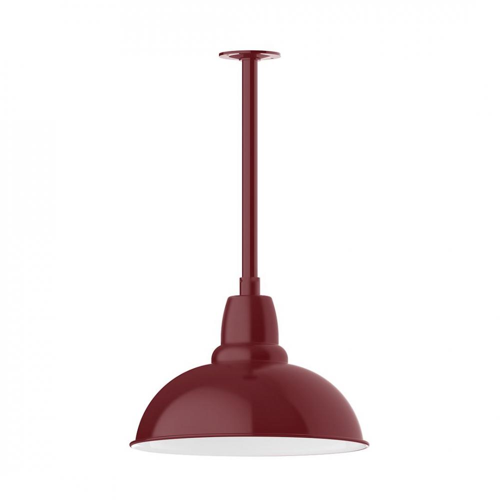 16&#34; Cafe shade, stem mount LED Pendant with canopy, Barn Red