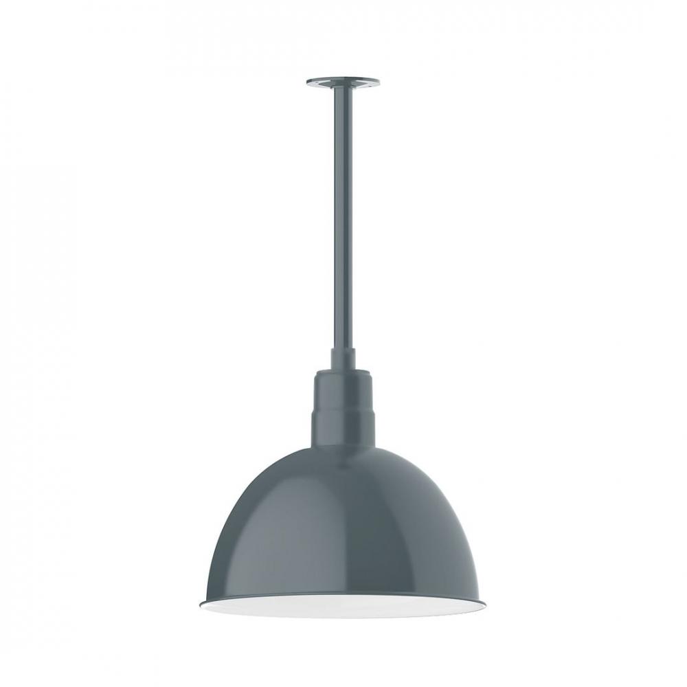 16&#34; Deep Bowl shade, stem mount LED Pendant with canopy, Slate Gray