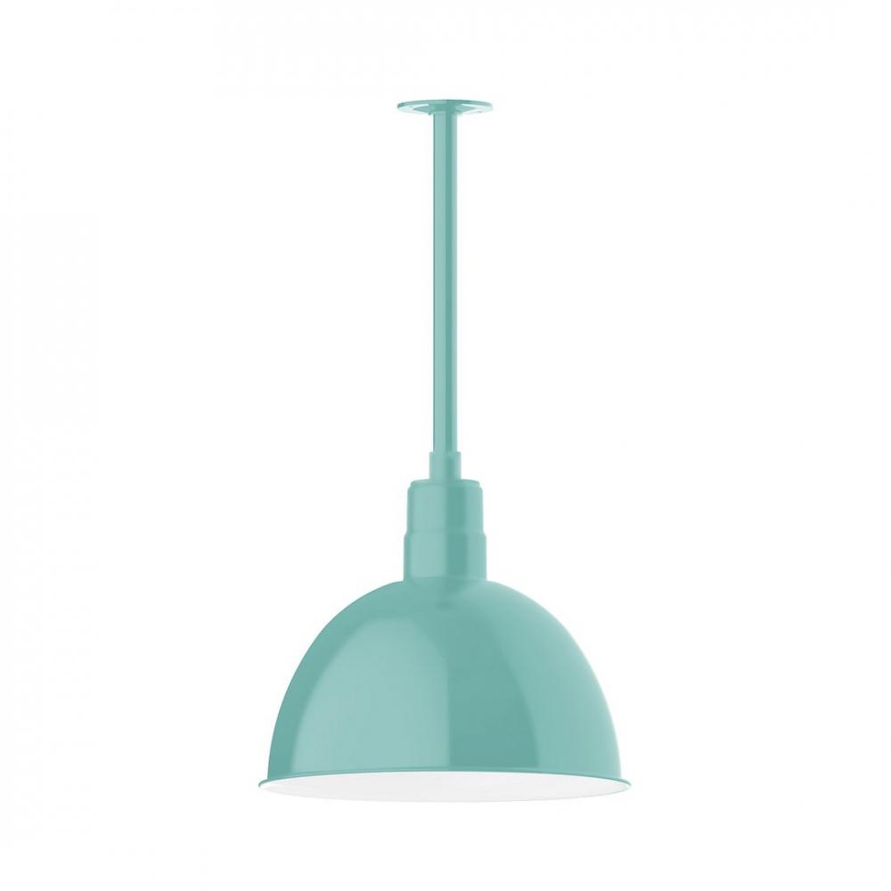 16&#34; Deep Bowl shade, stem mount LED Pendant with canopy, Sea Green