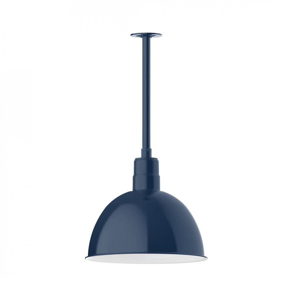 16&#34; Deep Bowl shade, stem mount LED Pendant with canopy, Navy