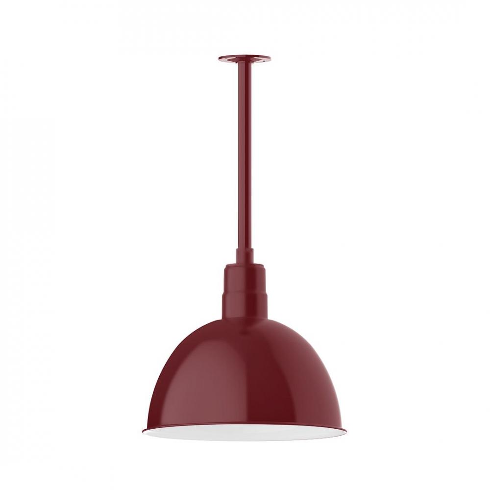 16&#34; Deep Bowl shade, stem mount LED Pendant with canopy, Barn Red