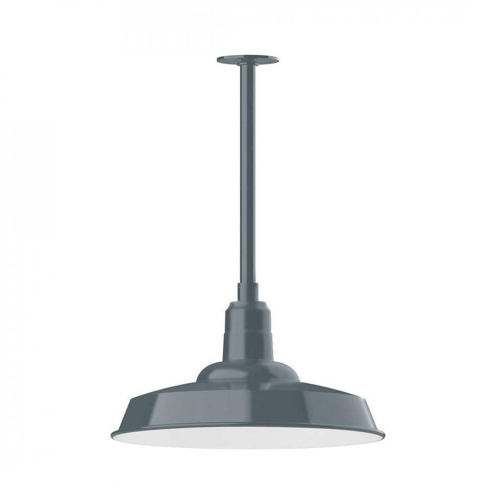 18&#34; Warehouse shade, stem mount LED Pendant with canopy, Slate Gray