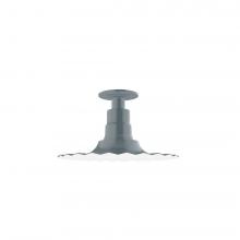 Montclair Light Works FMB158-40-G06 - 12" Radial shade, Flush Mount Light ceiling light with Frosted Glass and cast guard, Slate Gray