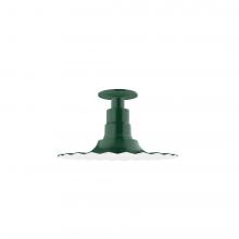 Montclair Light Works FMB158-42-G05 - 12" Radial shade, Flush Mount Light ceiling light with clear glass and cast guard, Forest Green