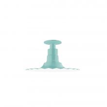 Montclair Light Works FMB158-48-G05 - 12" Radial shade, Flush Mount Light ceiling light with clear glass and cast guard, Sea Green