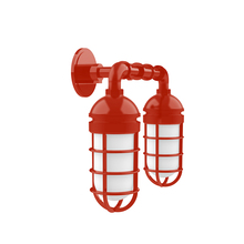 Montclair Light Works GNP050-26 - Vaportite, no shade, double wall mount with clear glass and cast guard, Vermillion