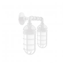 Montclair Light Works GNP050-44 - Vaportite, no shade, double wall mount with clear glass and cast guard, White