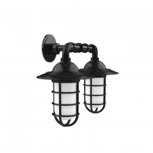 Montclair Light Works GNP052-41 - Vaportite, Style A shade, double wall mount with clear glass and cast guard, Black