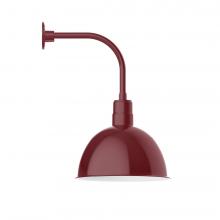 Montclair Light Works GNU117-55-L13 - 16" Deep Bowl shade, LED Curved Arm Wall mount, Barn Red