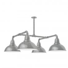 Montclair Light Works MSP106-49-T48-L12 - 12" Cafe shade, 4-light LED Stem Hung Pendant, Painted Galvanized