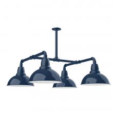 Montclair Light Works MSP106-50-T48-L12 - 12" Cafe shade, 4-light LED Stem Hung Pendant, Navy