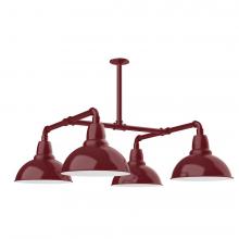 Montclair Light Works MSP106-55-T36-L12 - 12" Cafe shade, 4-light LED Stem Hung Pendant, Barn Red