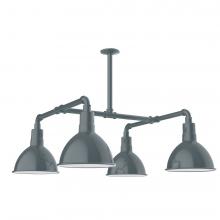 Montclair Light Works MSP115-40-T30-L12 - 10" Deep Bowl shade, 4-light LED Stem Hung Pendant, Slate Gray