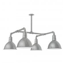 Montclair Light Works MSP115-49-T36-L12 - 10" Deep Bowl shade, 4-light LED Stem Hung Pendant, Painted Galvanized