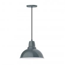 Montclair Light Works PEB106-40-L12 - 12" Cafe shade, LED Pendant with black cord and canopy, Slate Gray