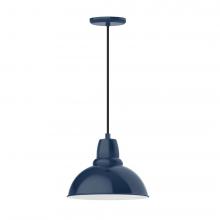 Montclair Light Works PEB106-50-L12 - 12" Cafe shade, LED Pendant with black cord and canopy, Navy