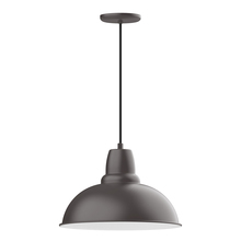 Montclair Light Works PEB108-57 - 16" Cafe shade, pendant with black cord and canopy, Bronze Matte