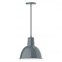 Montclair Light Works PEB116-40-L12 - 12" Deep Bowl shade, LED Pendant with black cord and canopy, Slate Gray