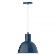 Montclair Light Works PEB116-50-L12 - 12" Deep Bowl shade, LED Pendant with black cord and canopy, Navy