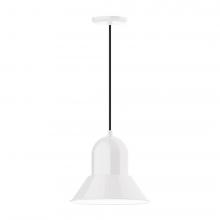 Montclair Light Works PEB123-44-L12 - 12" Prima shade, LED Pendant with black cord and canopy, White