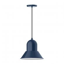 Montclair Light Works PEB123-50-C27 - 12" Prima shade, pendant with neutral argyle fabric cord and canopy, Navy