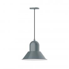 Montclair Light Works PEB124-40-C22-L13 - 14" Prima shade, LED Pendant with white and gray dot fabric cord and canopy, Slate Gray