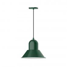 Montclair Light Works PEB124-42-C12-L13 - 14" Prima shade, LED Pendant with gray solid fabric cord and canopy, Forest Green