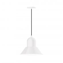 Montclair Light Works PEB124-44-C12-L13 - 14" Prima shade, LED Pendant with gray solid fabric cord and canopy, White