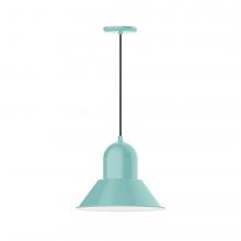 Montclair Light Works PEB124-48-C16-L13 - 14" Prima shade, LED Pendant with navy mini tweed fabric cord and canopy, Sea Green