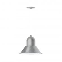 Montclair Light Works PEB124-49-C22-L13 - 14" Prima shade, LED Pendant with white and gray dot fabric cord and canopy, Painted Galvanized