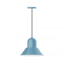 Montclair Light Works PEB124-54-C27-L13 - 14" Prima shade, LED Pendant with neutral argyle fabric cord and canopy, Light Blue